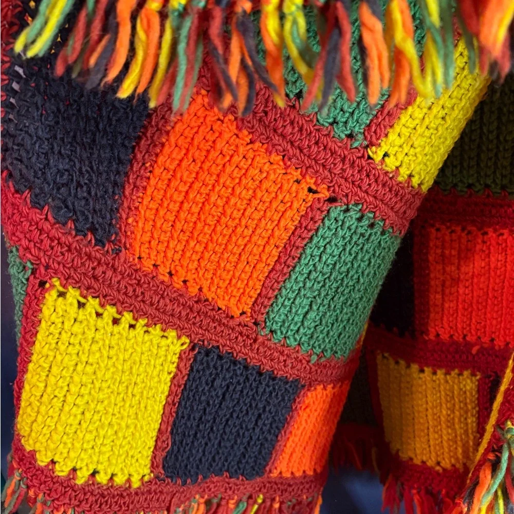 Colorful Crochet‎ 70’s Patchwork Blanket bag b47